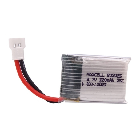 باتری لیتیوم پلیمر 3.7v ظرفیت 220mAh تک سل 25c مارک MAXCELL کد 802025