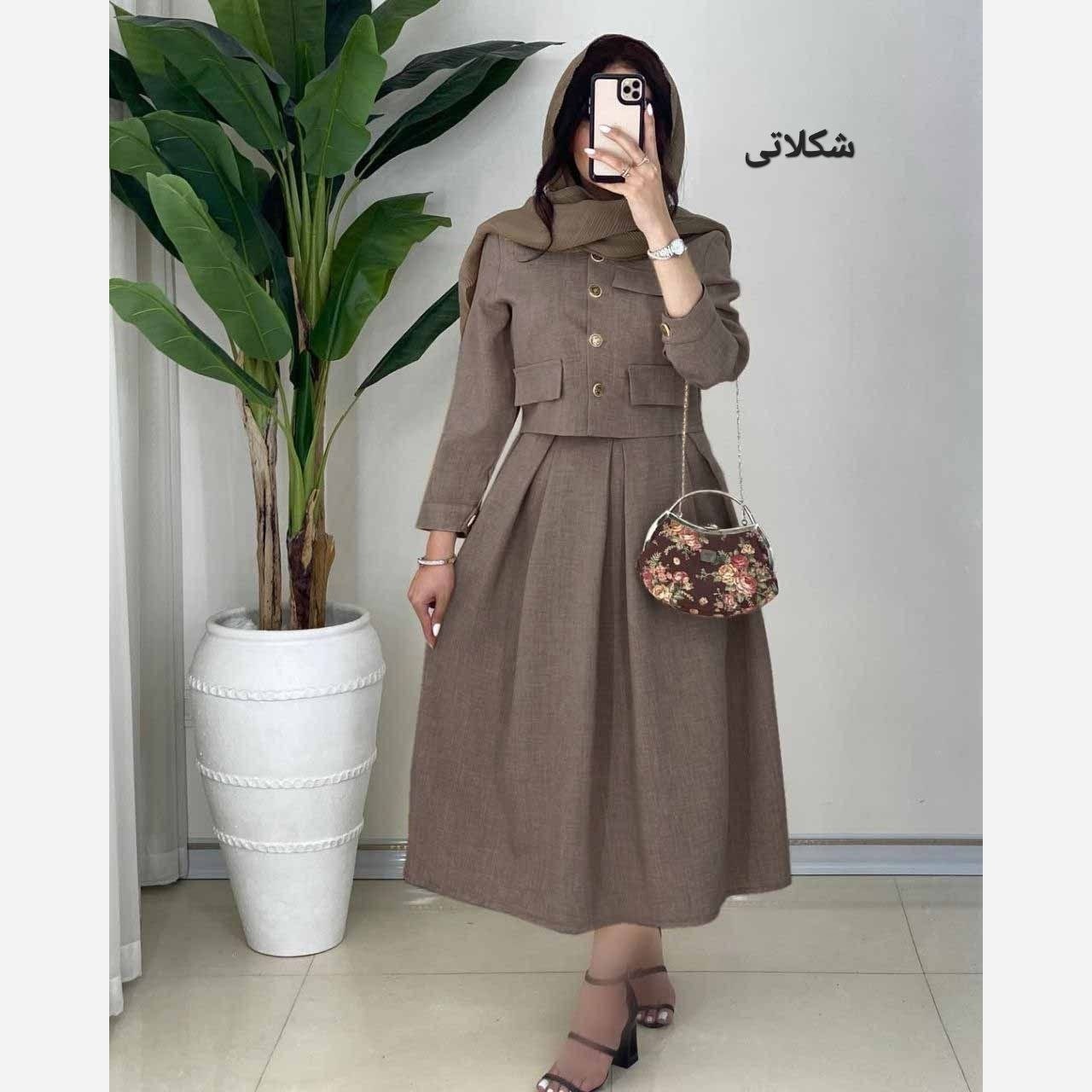 کت و دامن زنانه مانتو بلند ست لباس مجلسی 
