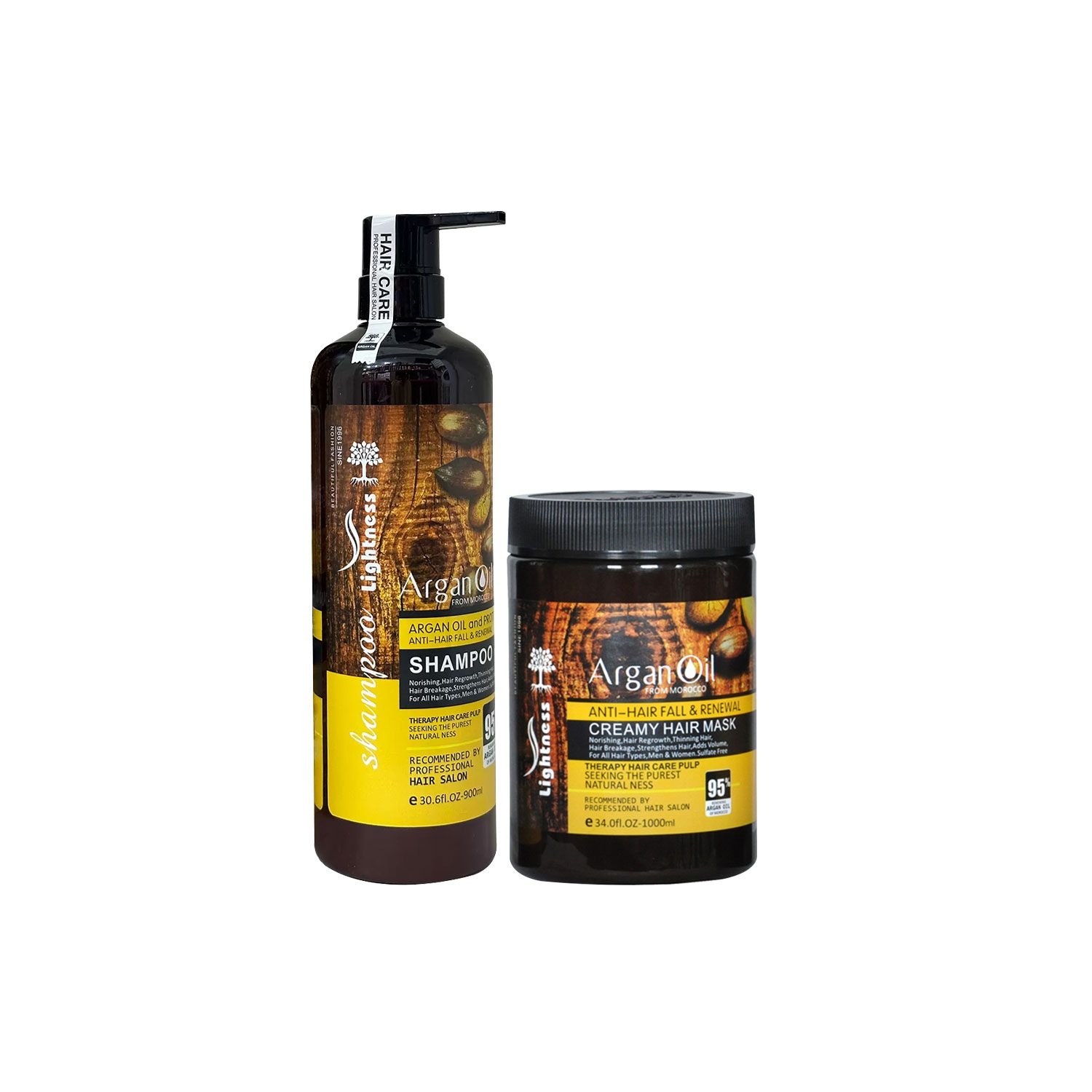 شامپو مو لایتنس به همراه ماسک مو مدل Argan Oil مناسب انواع مو