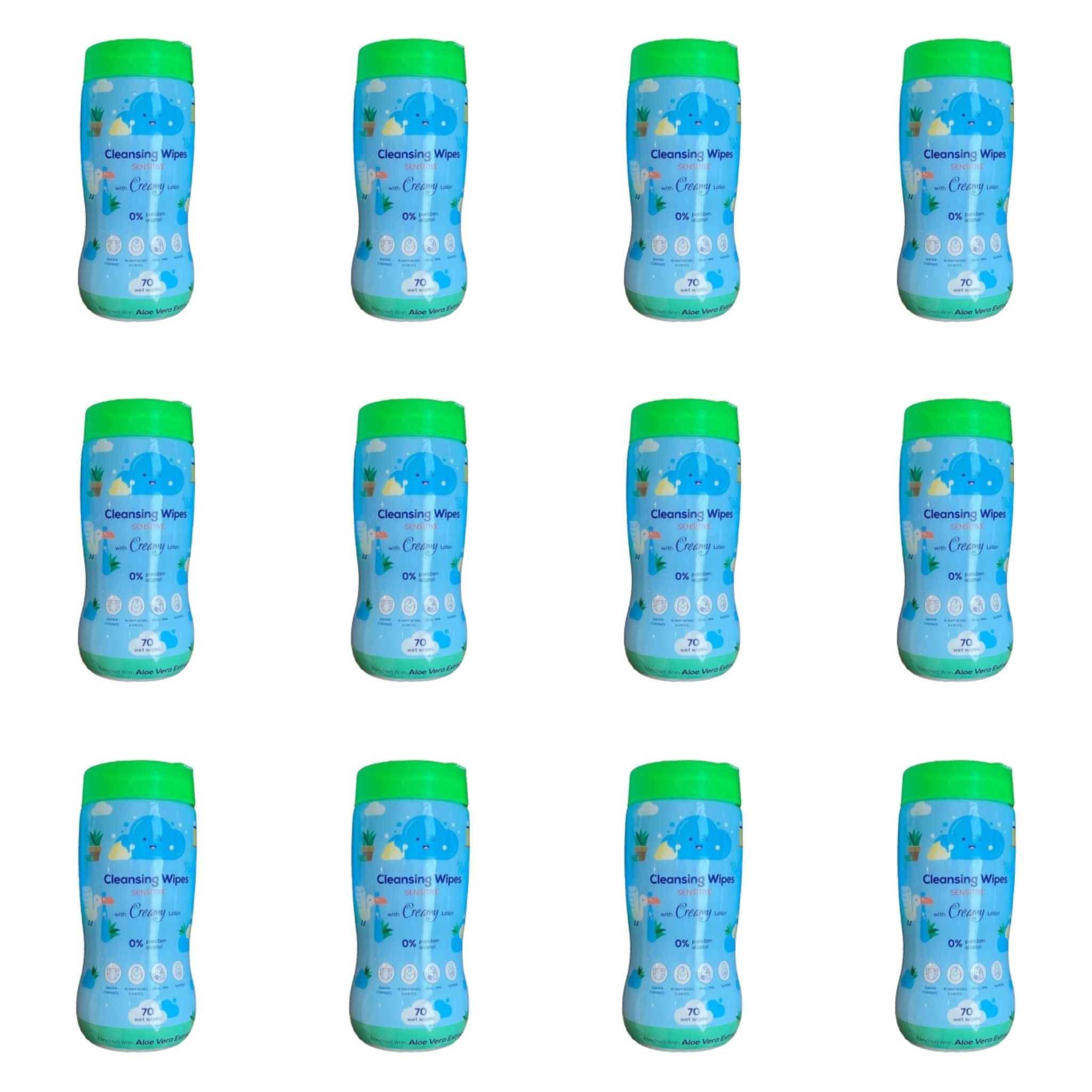 دستمال مرطوب کودک بیبی لند کانواس مدل cleaning wipes بسته 70 عددی حاوی عصاری آلوئه ورا   12 عددی