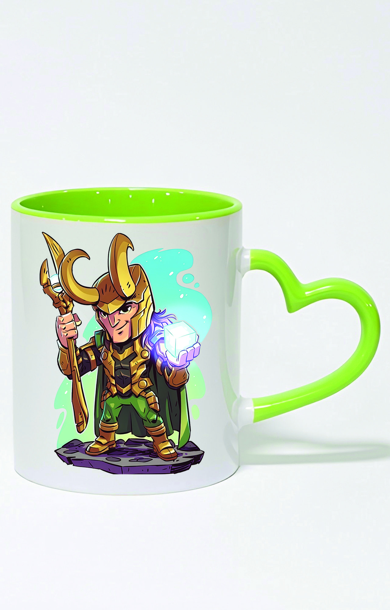 ماگ دسته قلبی رنگی طرح loki کد 3559