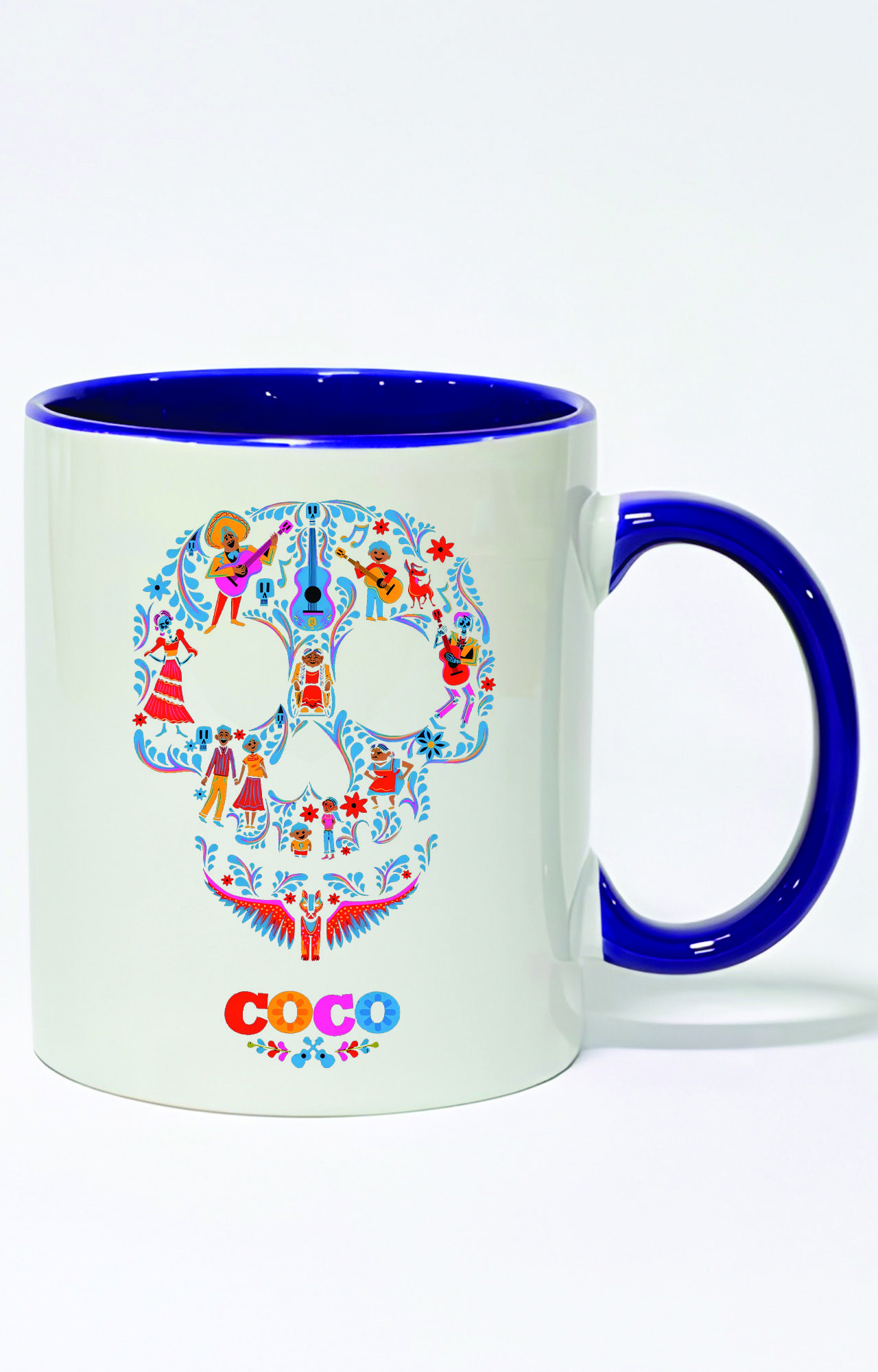 ماگ دسته و داخل رنگی طرح اسکلت coco کد 3566