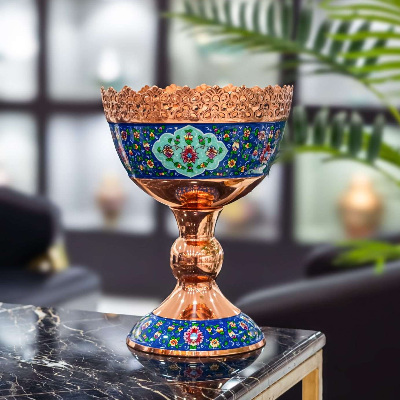 آجیل خوری مس و پرداز ارتفاع 20 سانت برند گوهر