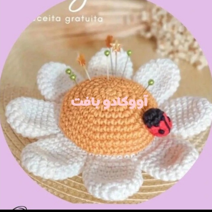 جا سوزنی بافتنی گل بابونه آووکادو بافت