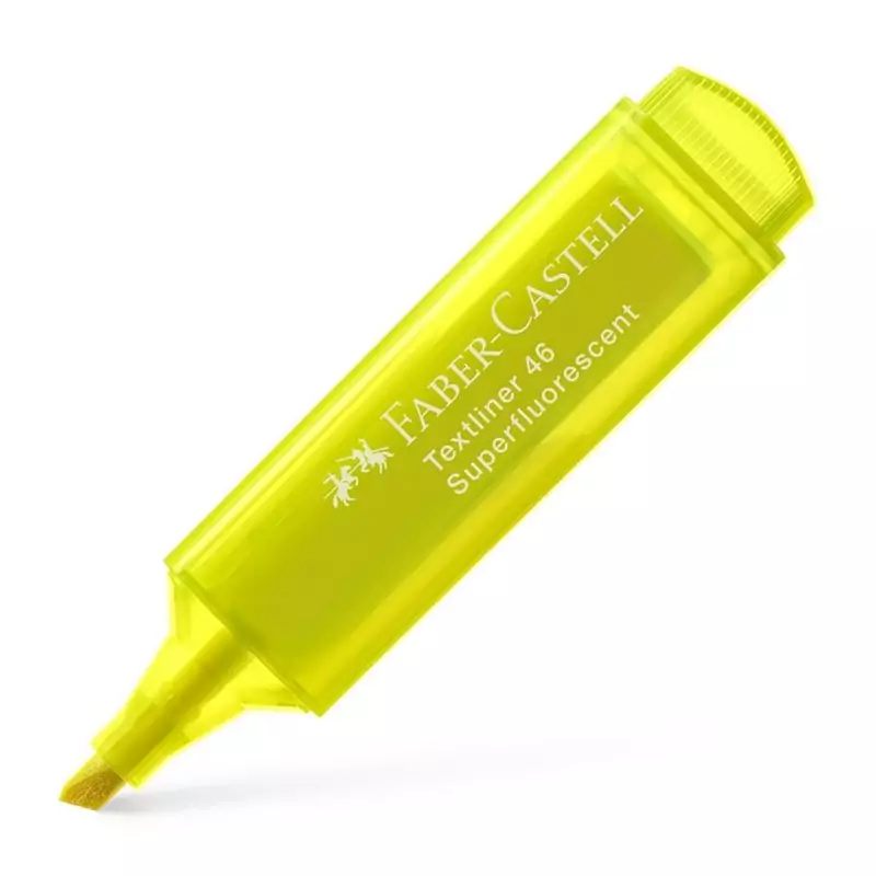 ماژیک هایلایتر رنگ زرد فسفری بدنه شفاف برند فابر کاستل Faber-Castell