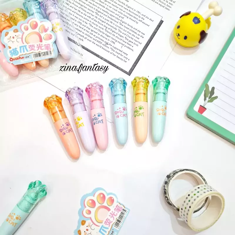  ماژیک علامت گذار مدل فانتزی طرح پنجه گربه کریستال بسته 6 عددی