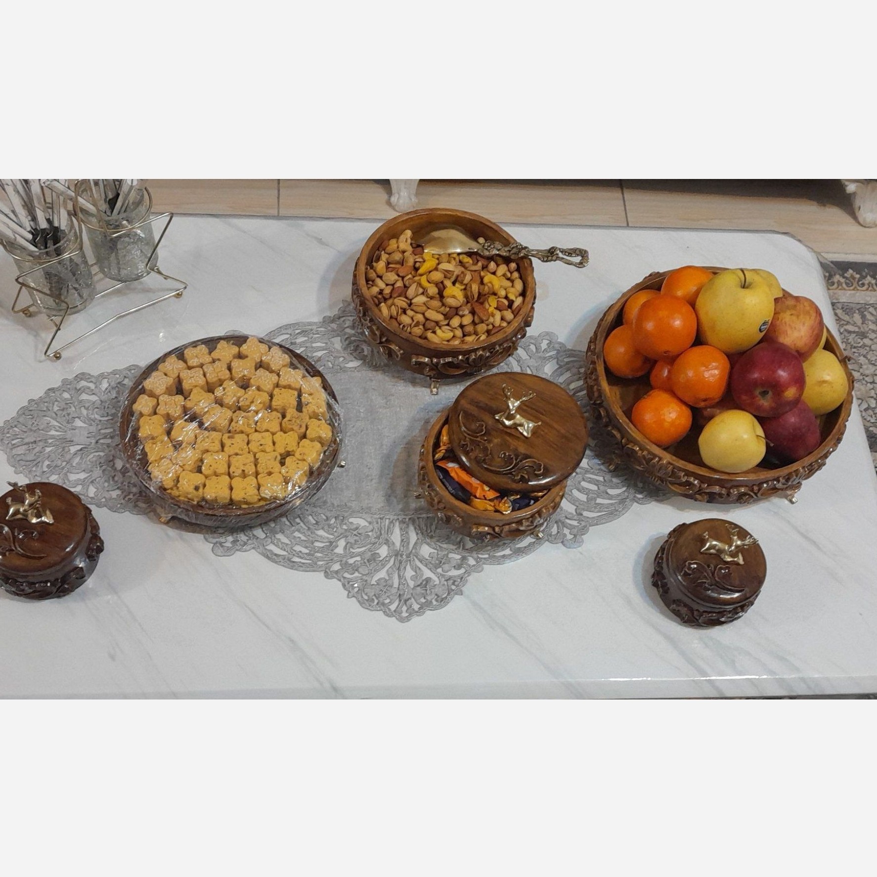 سرویس پذیرایی سنگی طرح چوب رویس پذیرایی سنگی