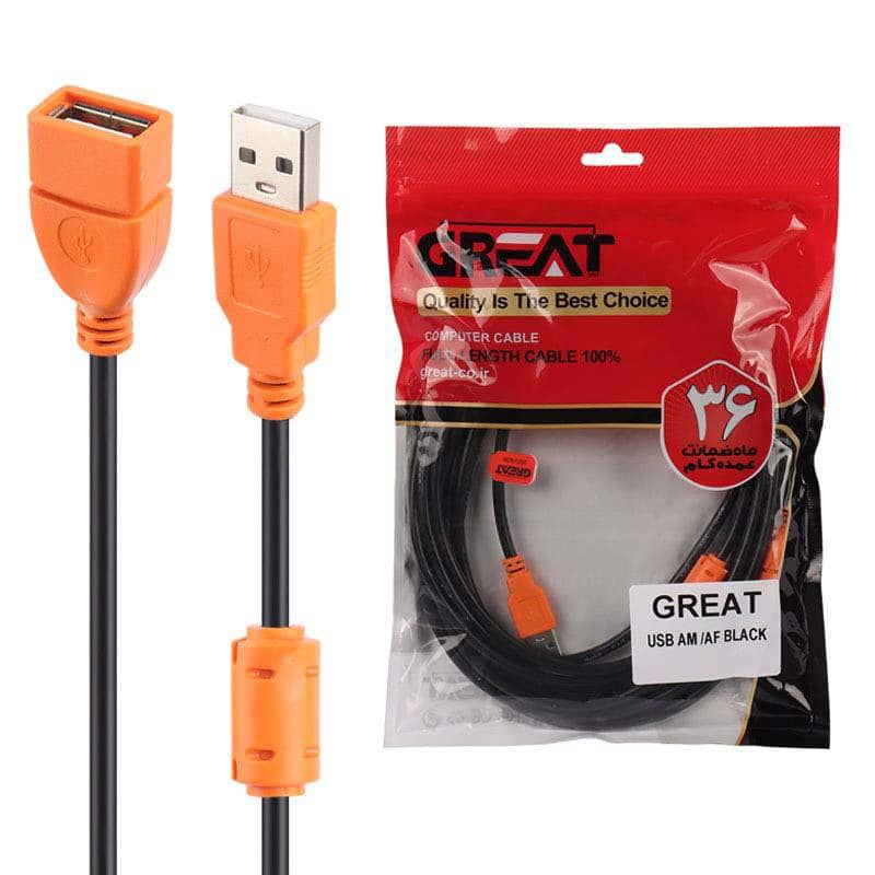 کابل افزایش طول USB برند GREAT طول 5 متر
