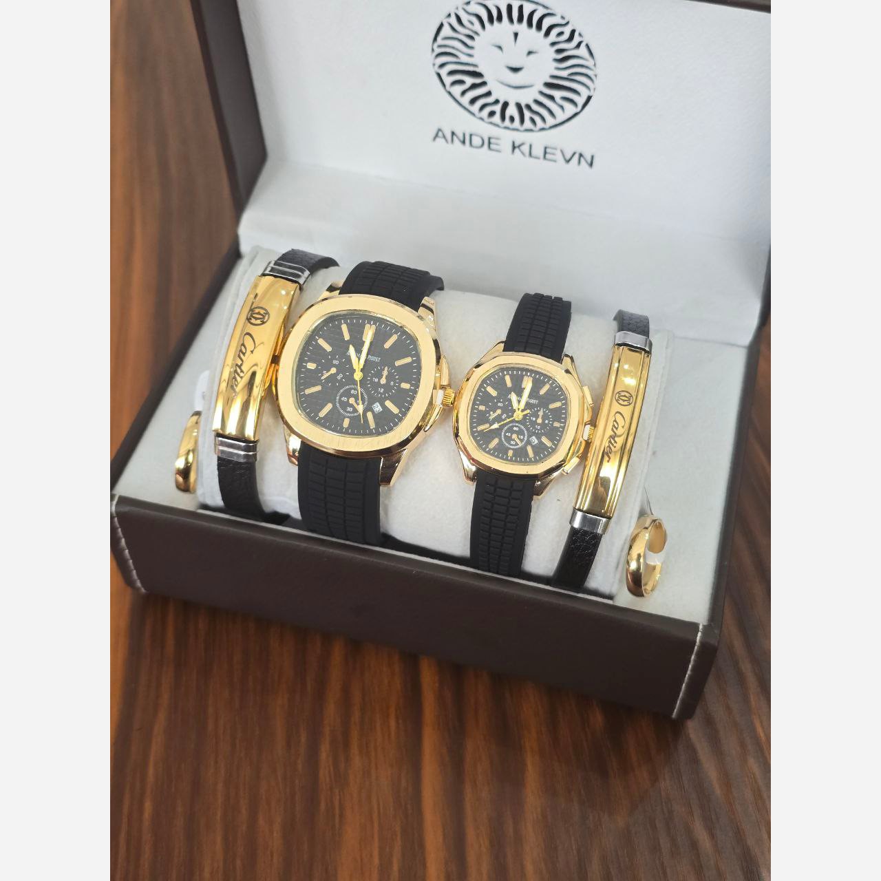 ست ساعت زنانه و مردانه AP بند پی یو با قفل سگکی