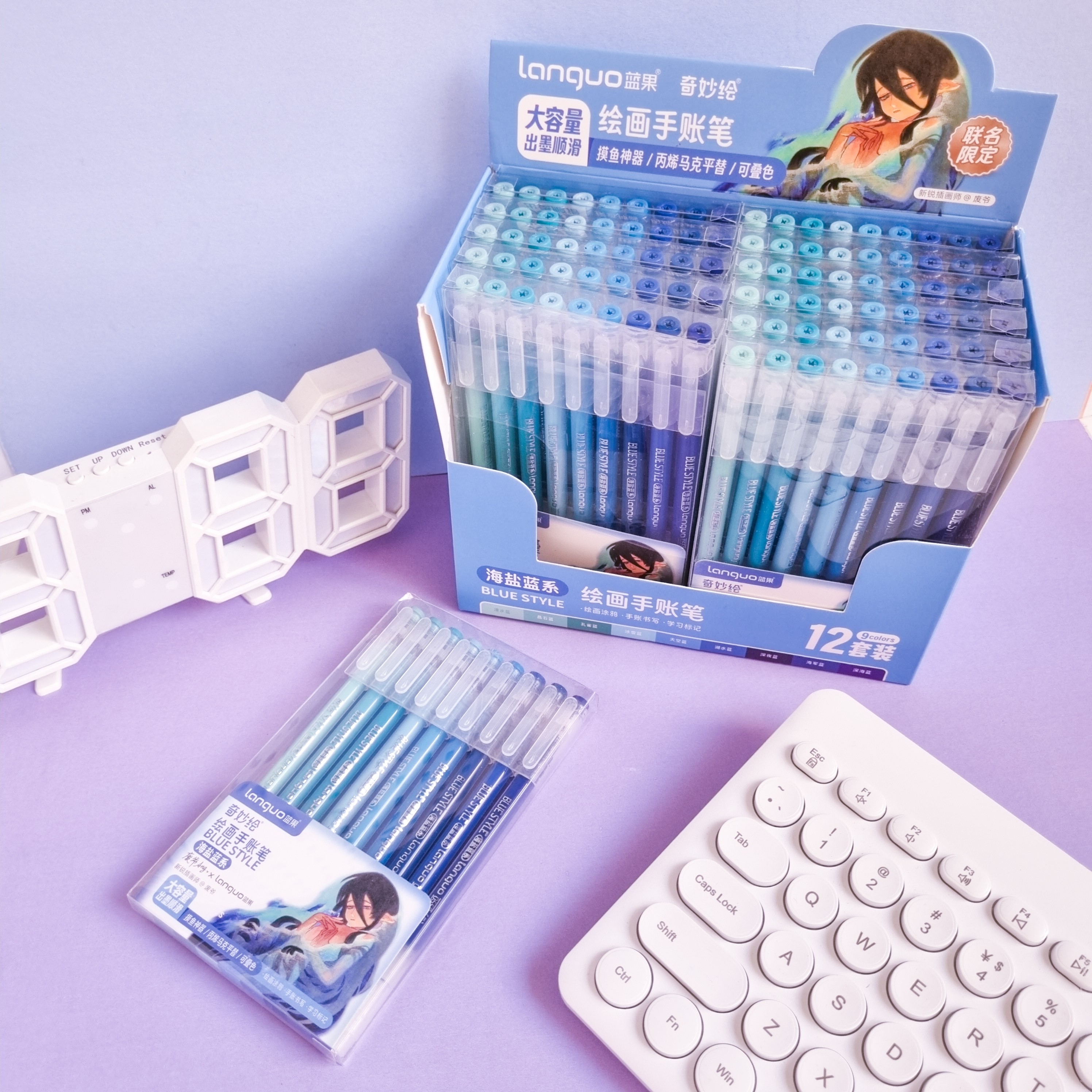 ست روان نویس رنگی برند Languo مدل Blue Style