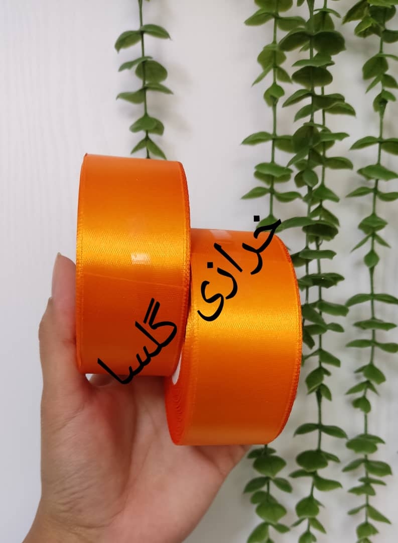 روبان ساتن 4 سانت رنگ نارنجی 33 متری
