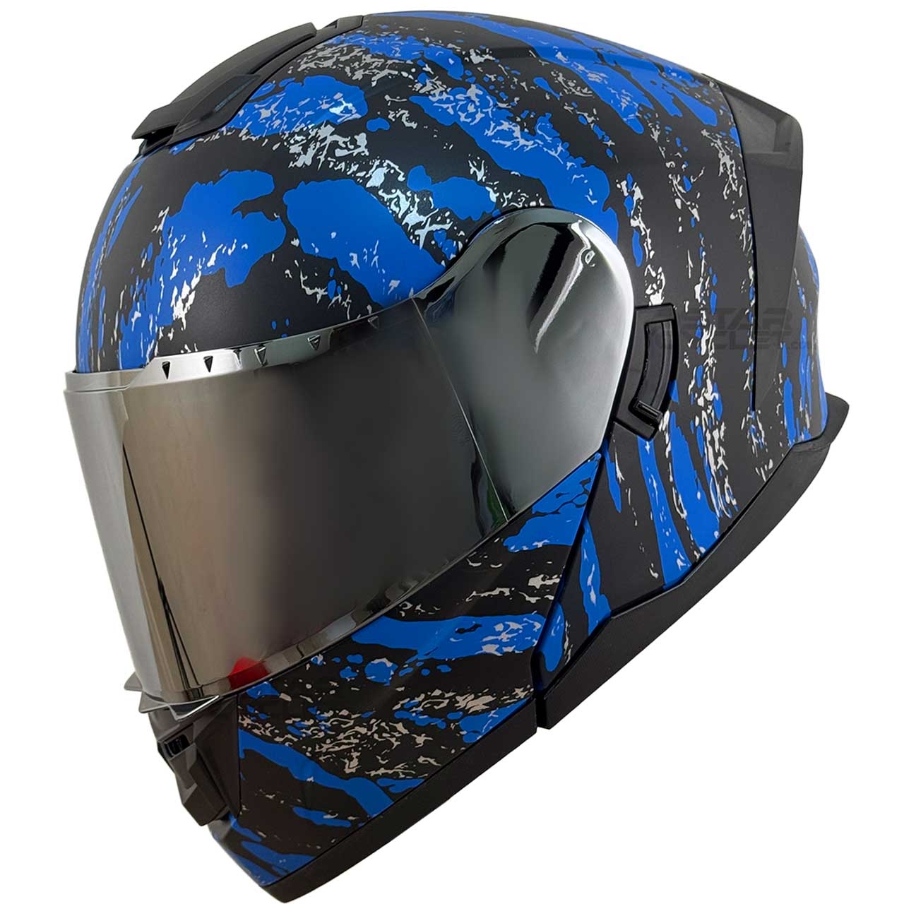کلاه کاسکت فک متحرک LAVOUS مدل MATT-BLUE-ZEBRA