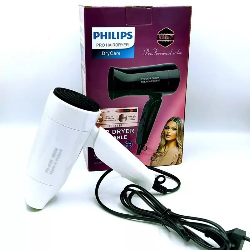 سشوار قدرت بالا در سایز کوچک
مارک فلیپس با کارای حرفه ای
دو رنگ سفید و مشکی