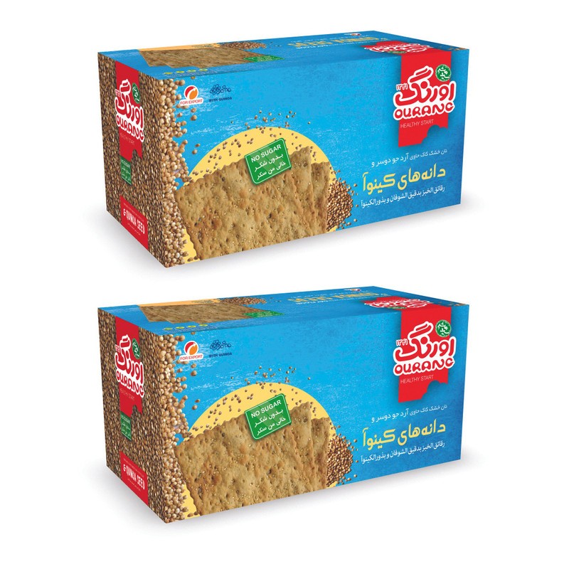 بیسکویت رژیمی بدون شکر با دانه کینوا اورنگ- 380 گرم  بسته 2 عددی