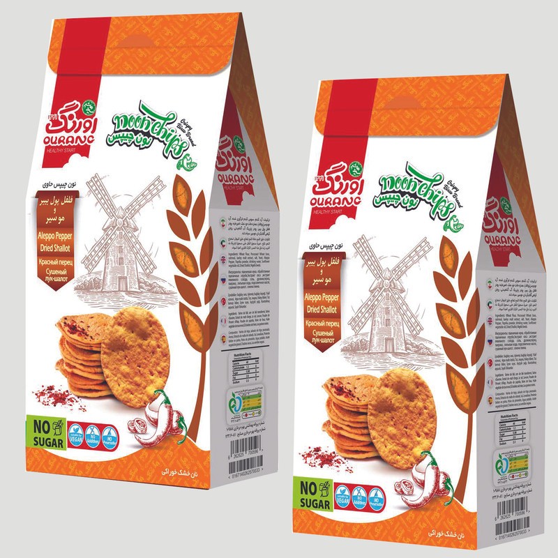 بیسکویت رژیمی بدون شکر با موسیر فلفلی اورنگ - 200 گرم بسته 2 عددی