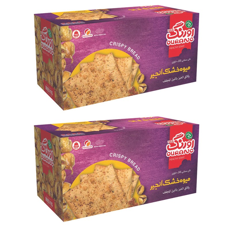 بیسکویت رژیمی بدون شکر با انجیر خشک اورنگ - 380 گرم بسته 2 عددی