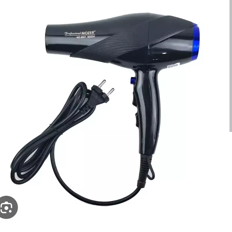 سشوار موزر کد 8831 متور سنگین 7500وات واقعی بدنه نشکن خوش دست و سبک دارای دو کله حالت دهنده سیم چرخشی 360درجه یک