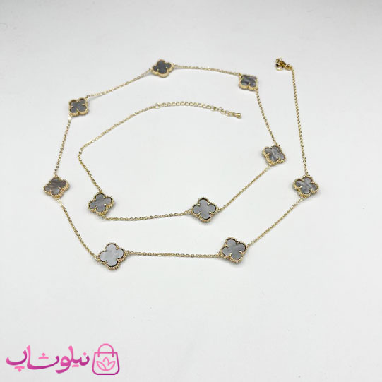 گردنبند رولباسی زنانه ونکلیف طوسی روشن آبکاری طلا کیفیت مستر کد 470