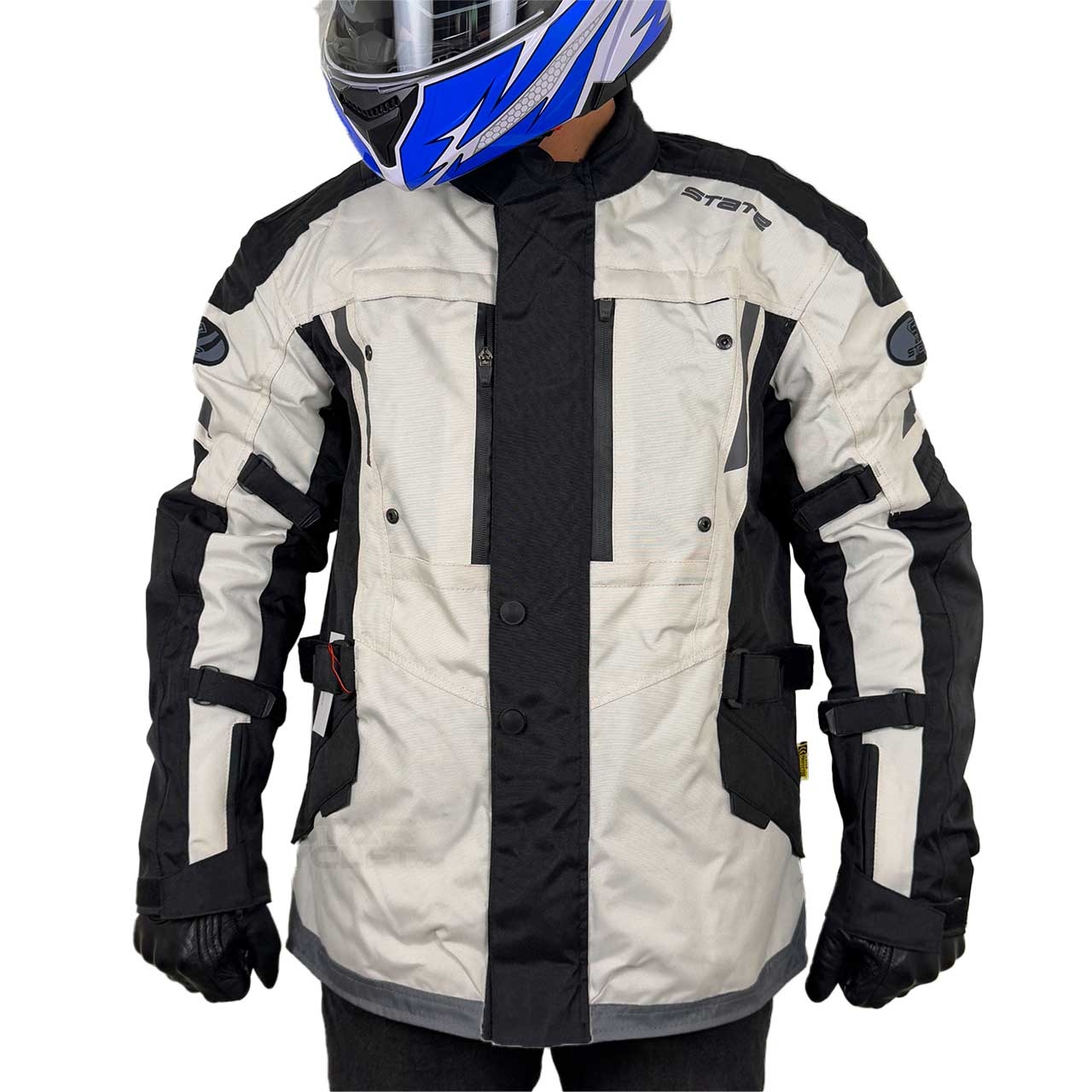 کاپشن چهارفصل موتور سواری STATE مدل موژلار WHITE-BLACK