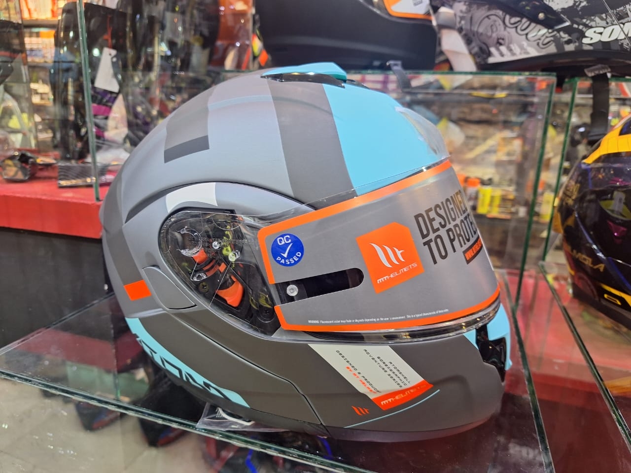 کلاه کاسکت فک متحرک MT مدل L-XL MT FU401SV ATOM SV GOREX C2 MATT TITANIUM