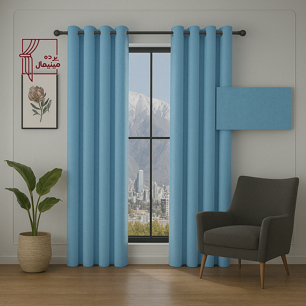 پرده آماده مخمل مدل رویال رنگ آبی روشن ابعاد (150*280) سانتی متر