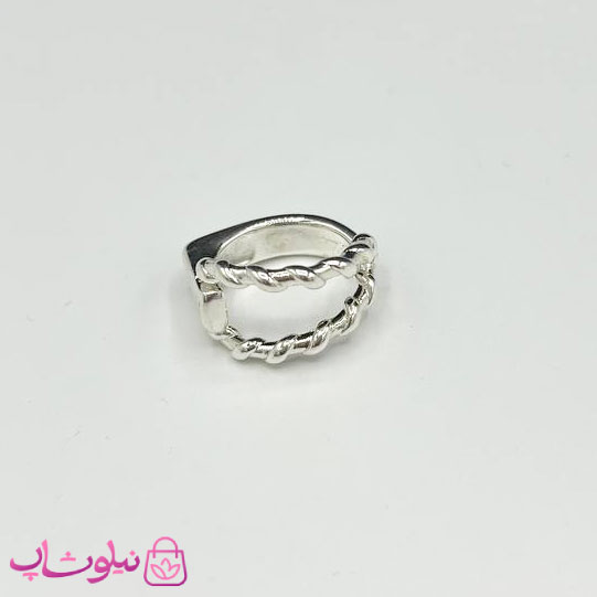 انگشتر زنانه طرح پیچ دو لاین آبکاری نقره کد (کپی)