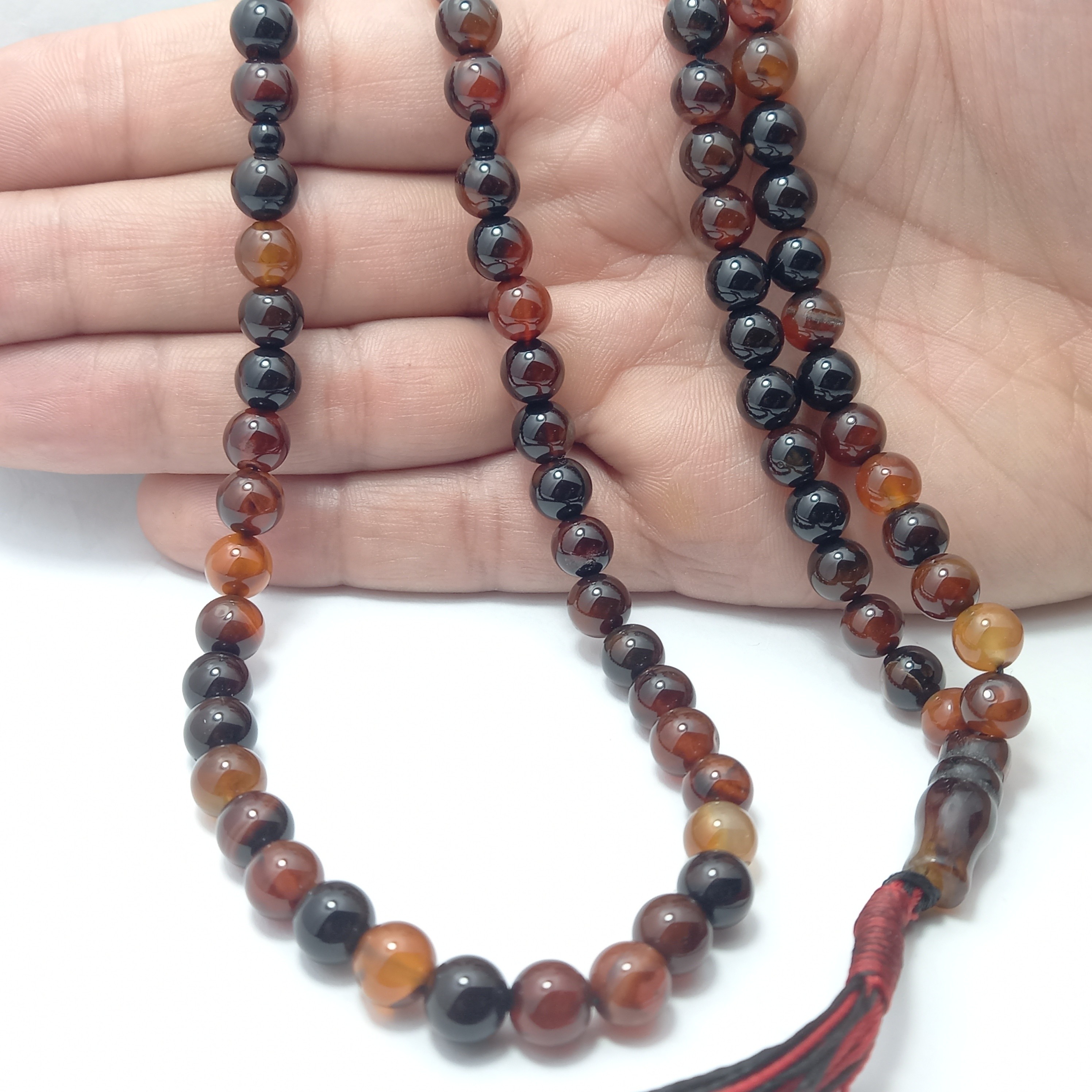 تسبیح سنگی عقیق سلیمانی 100 دانه سایز 8