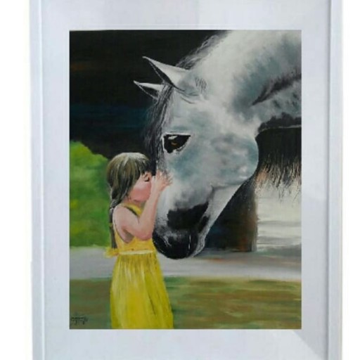 تابلو نقاشی اسب حیوان نجیبیست این تابلو با رنگ روغن کار شده مدت زمان کشیدن این تابلو سه روز کاری بوده است متریال عالی