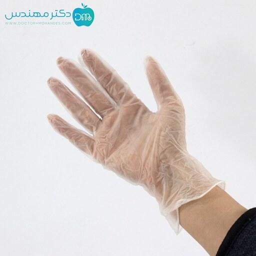 دستکش وینیل بدون لاتکس ضد حساسیت سایز مدیوم (بسته 100 عددی)
