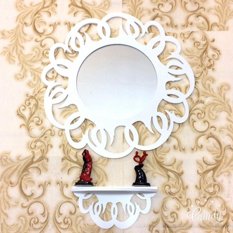 آینه گرد خونه خاص طرح سوزنی بهمراه شلف