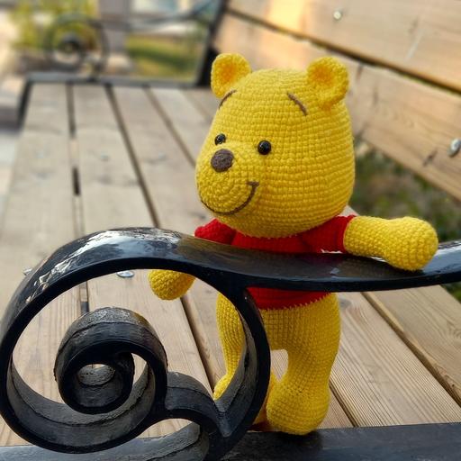 عروسک شخصیت پو مدل بافتنی  خرس زرد