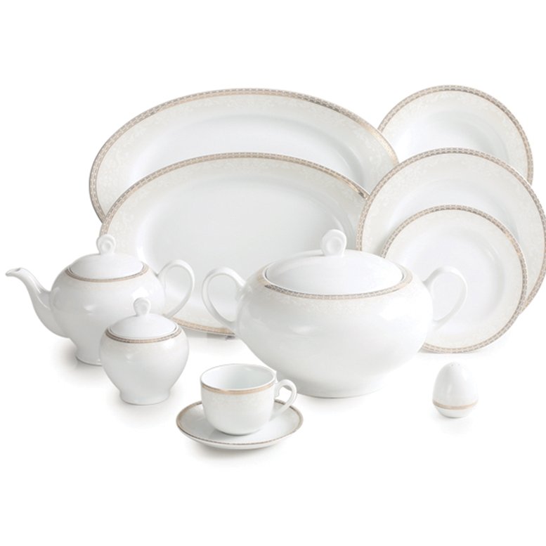 سرویس چینی زرین 6 نفره طرح ریوا طلایی قالب ایتالیا 28 پارچه