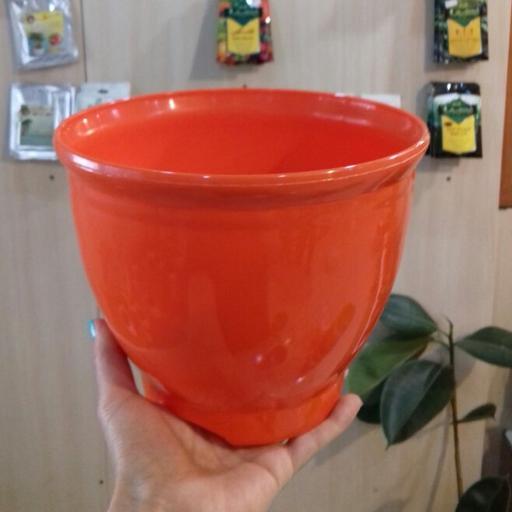 گلدان کروی نارنجی پلاستیکی کلاسیک 3025(قطر 25 و ارتفاع 20)