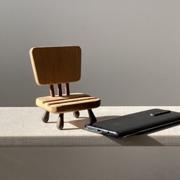 استند موبایل صندلی چوبی مینیمال دستساز