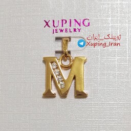 پلاک ژوپینگ حرف انگلیسی ام M نگین دار آویز گردنبند Xuping