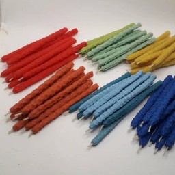 شمع قلمی دستساز موم عسلی در رنگهای متنوع(پک ده عددی)