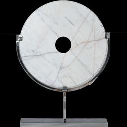 دکوری -سنگ و استیل - پایه استیل نقره ای دایره قطر30وارتفاع40 سنگ سفید  