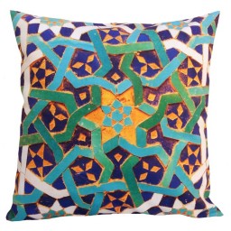 کاور کوسن مخمل کوبیده طرح کاشی کد MAKHQU15 کیفیت جنس و رنگ عالی