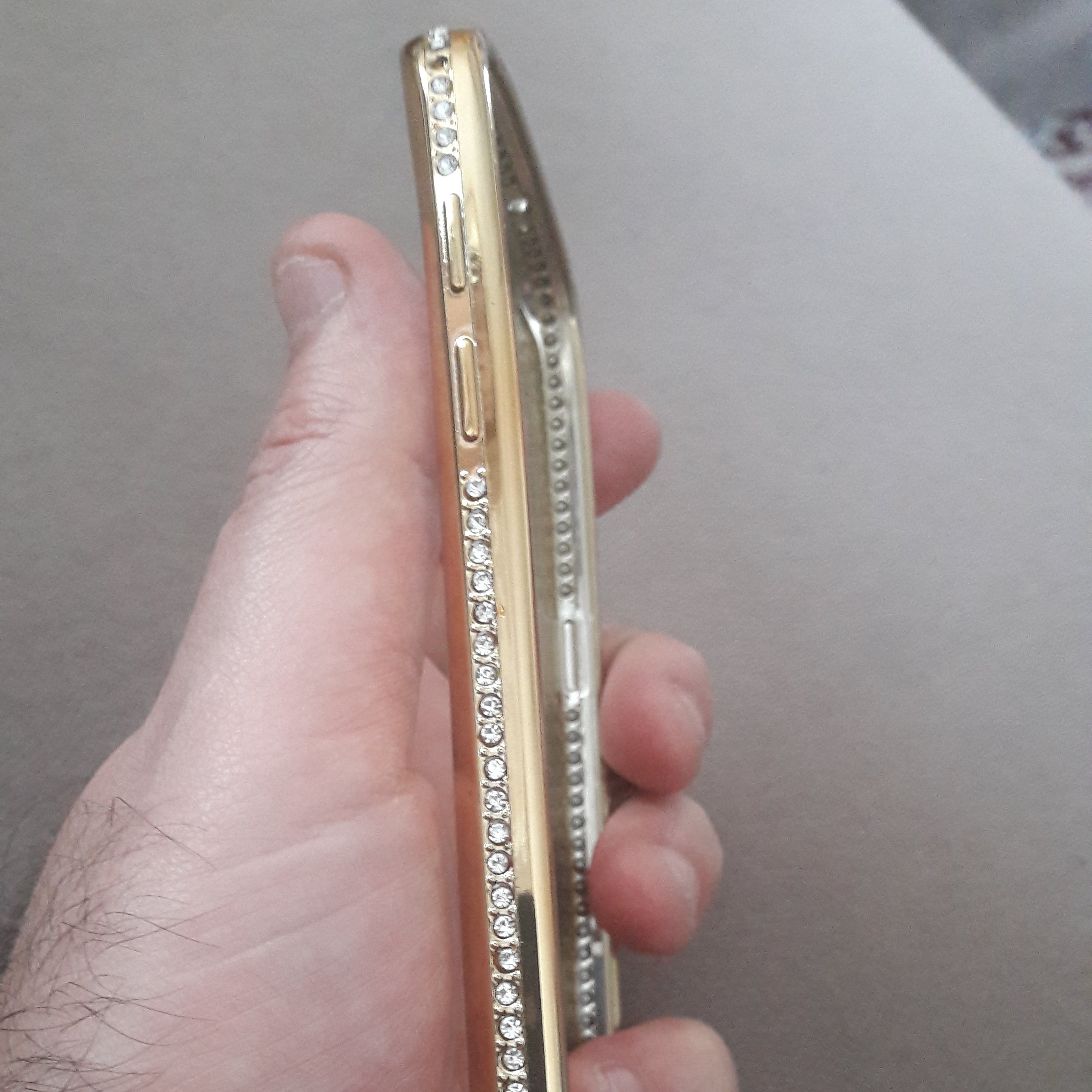 قاب ژله ای دور طلایی نگین دار برند ریمکس سامسونگ S7