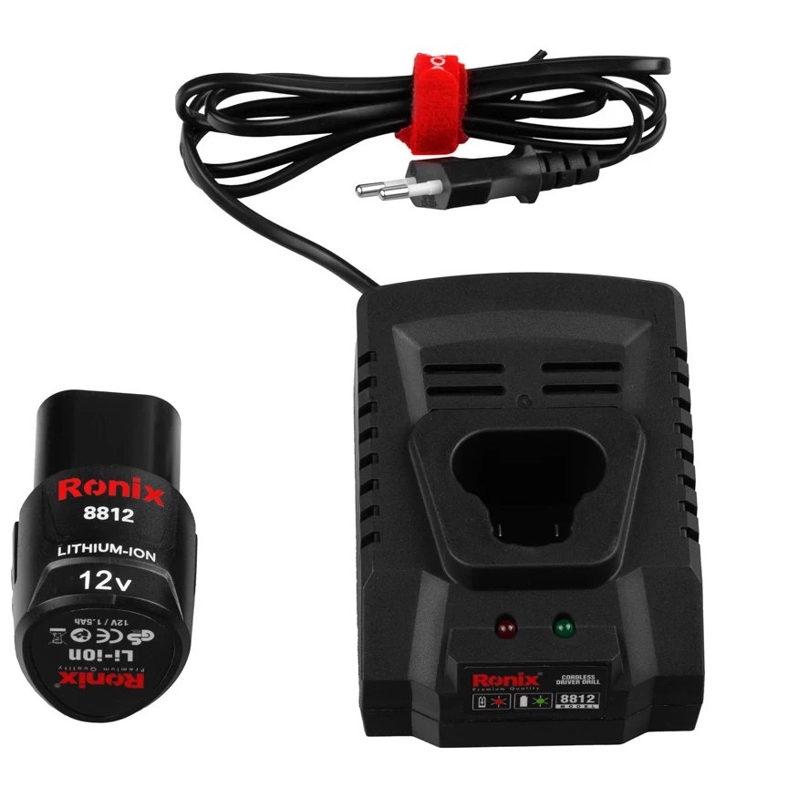 دریل شارژی8812رونیکس  نیم تنه فلزی سری تسلا (قیمت بی نظیر)و گارانتی12 ماهه طلایی رونیکس 