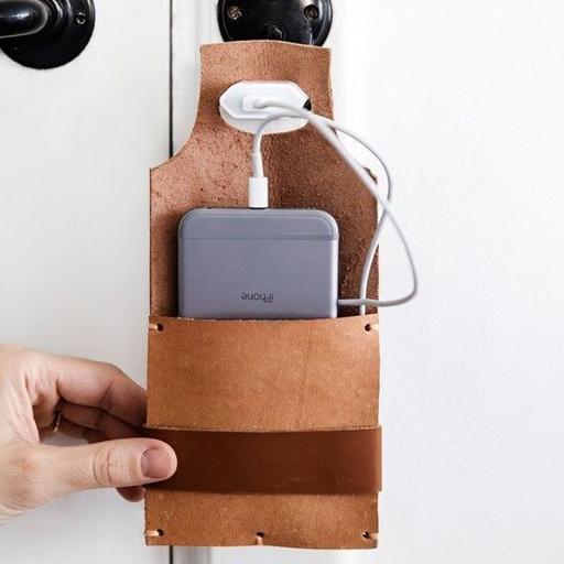 کیف چرم طبیعی شارژر تلفن همراه برای تمامی مدلها
