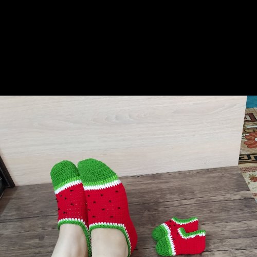 ست پاپوش هندوانه ای،ب سایز دلخواه،قابل شستشو