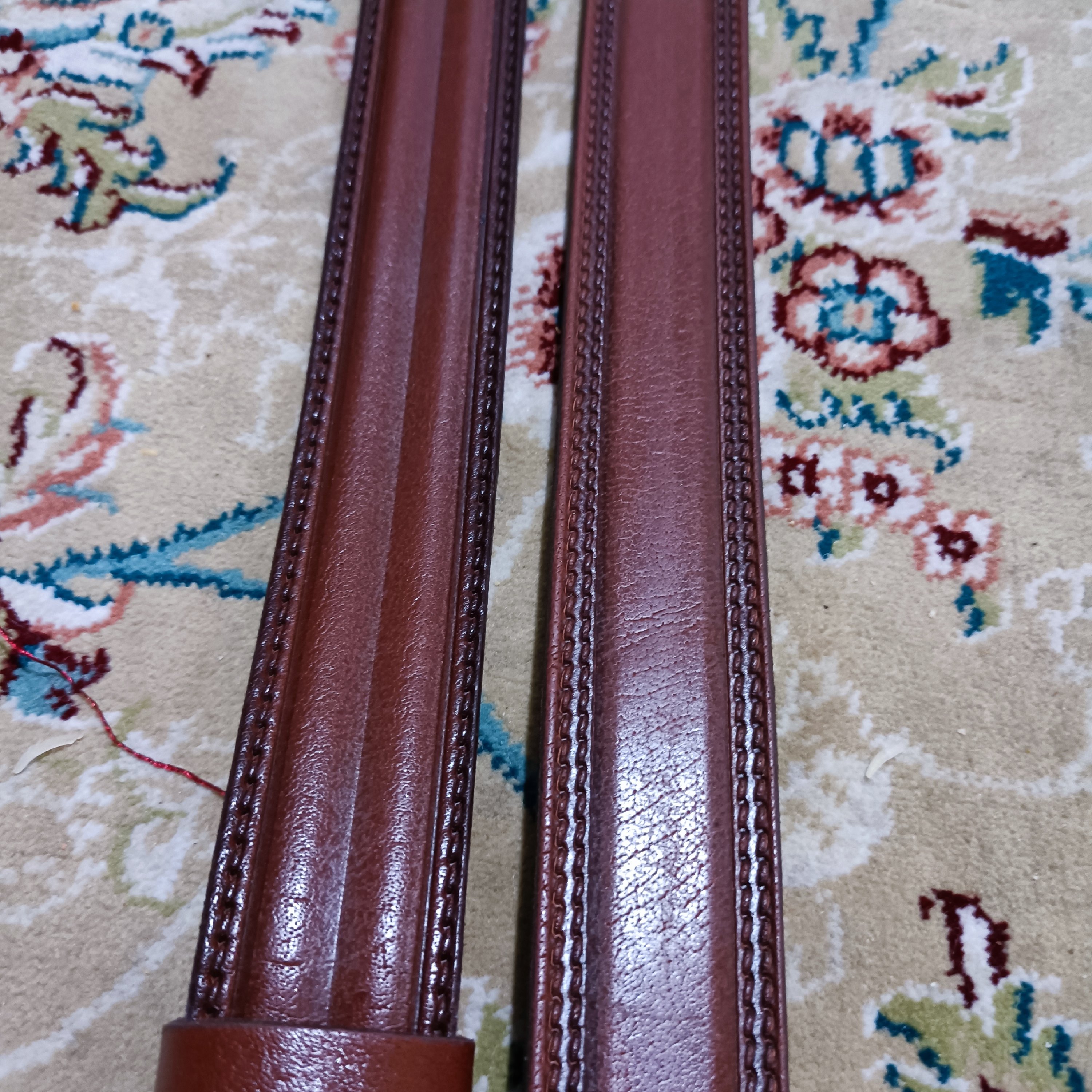 کمربند چرم طبیعی بوفالو ضمانت کیفیت ضخیم چرم سناباد دو خط  