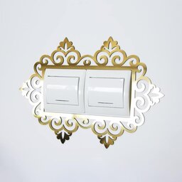 دورپریزی آینه ای مدل قابی دوتایی ، بسته 2 عددی، طلایی و نقره ای 