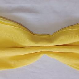 شال حریر کریشه لمه دار مجلسی زنانه  منگوله دار رنگ  زرد 70 در 180