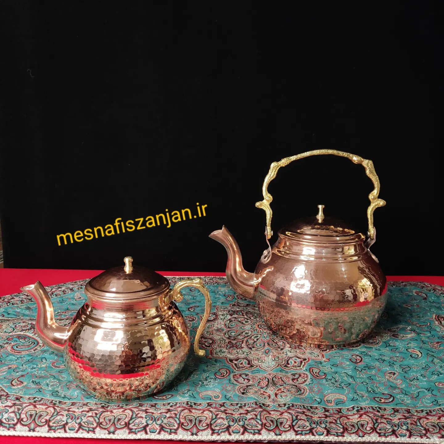 کتری قوری مسی دسته برنجی