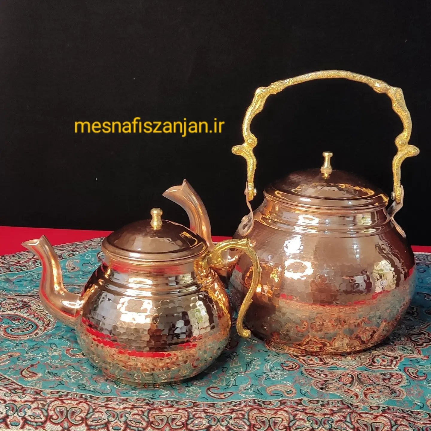 کتری قوری مسی دسته برنجی