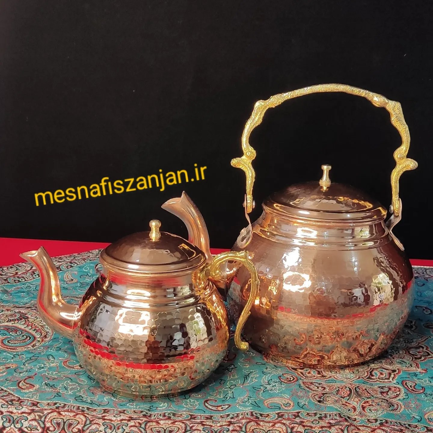 کتری قوری مسی دسته برنجی