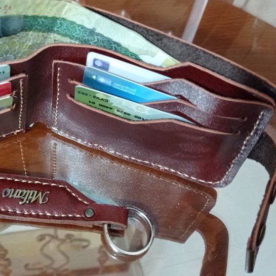 کیف تا شو مردانه و جاکلیدی  جاکارتی دار چرم طبیعی