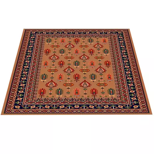 فرش ماشینی زانیس ارسال رایگان کد2511فانتزی طرح سنتی قهوه ا ی تک رو سایز42x30سانت